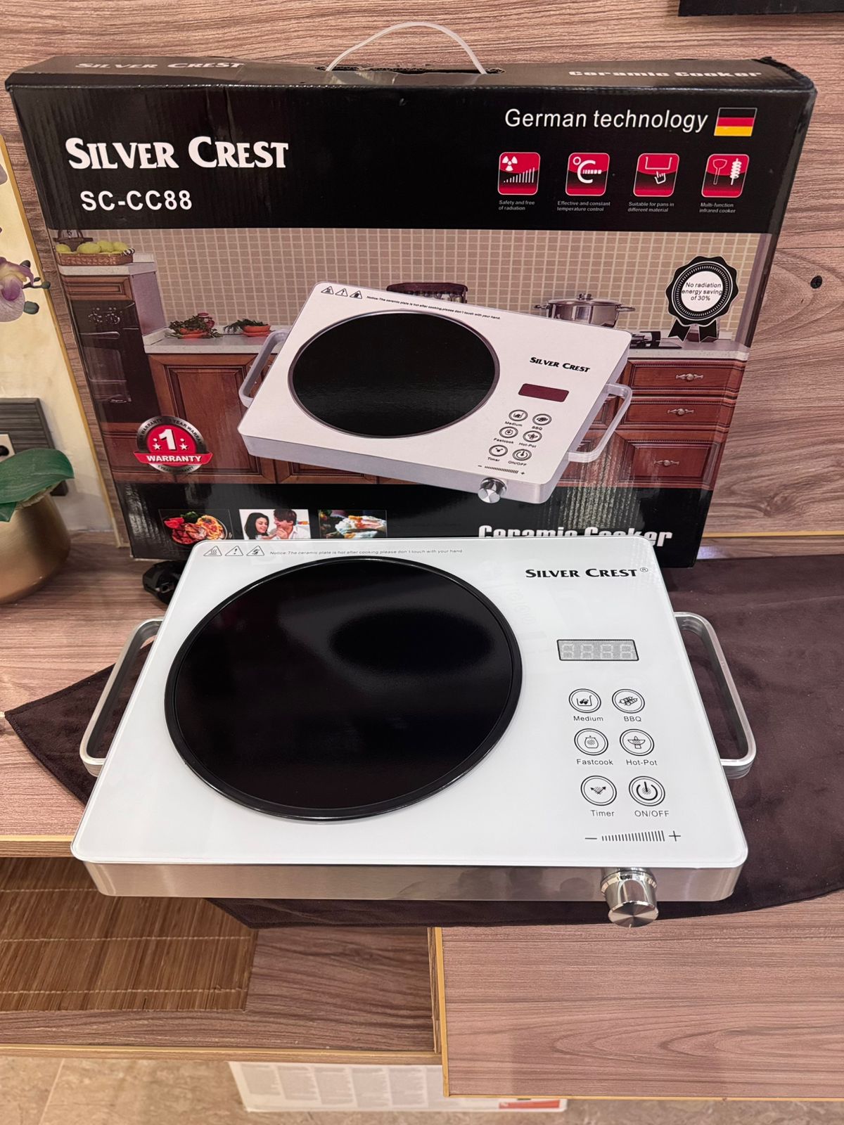 original pure silver crest 2400W Portable Induction Cooktop, electric burner with Timer, Electric Hot Plate with Touch Control Panel Adjustable Heating Power, Glass Infrared Cooktop for Cooking Portable